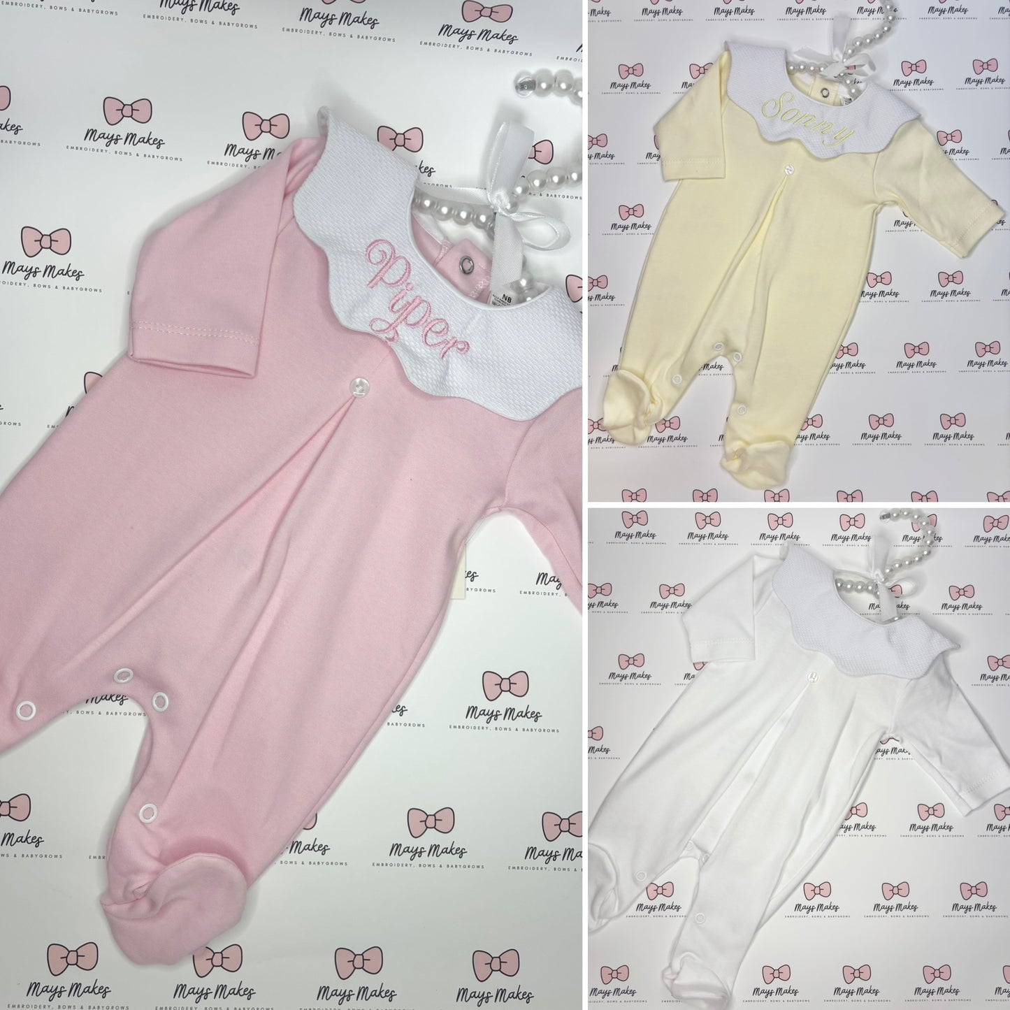 Embroidered Scalloped Babygrow