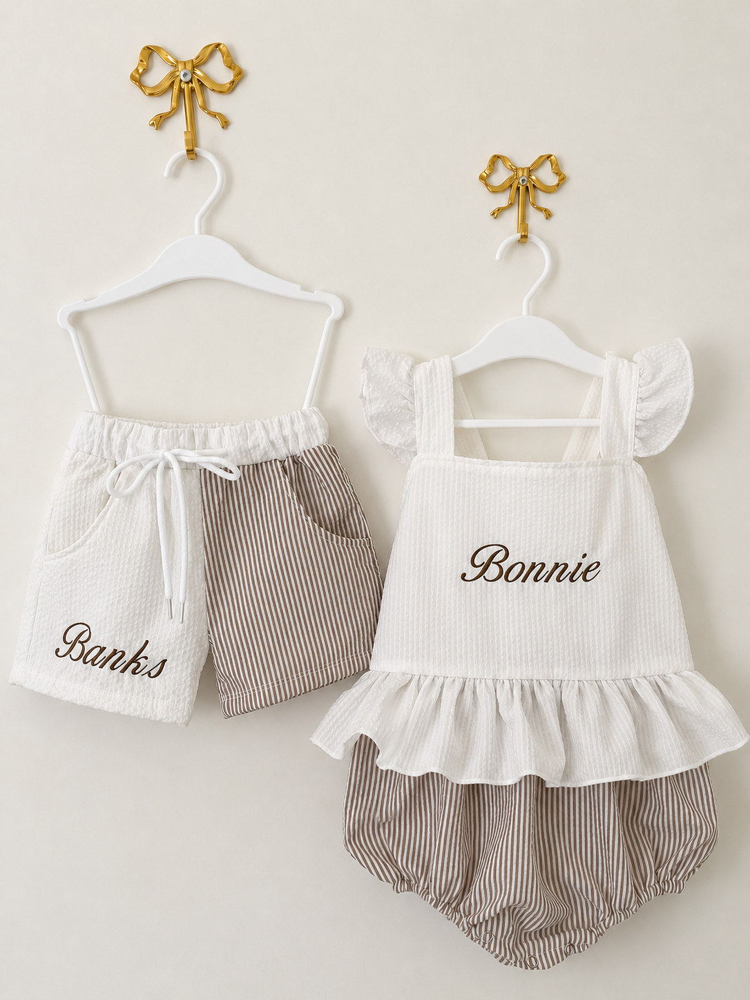 Boys - Chocolate Embroidered Swim Shorts