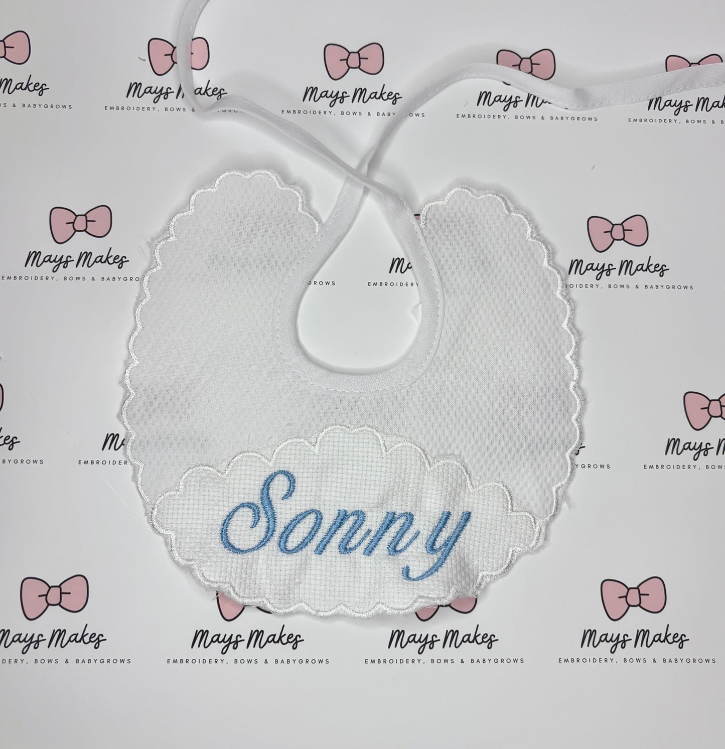 Embroidered Name Scalloped Bib