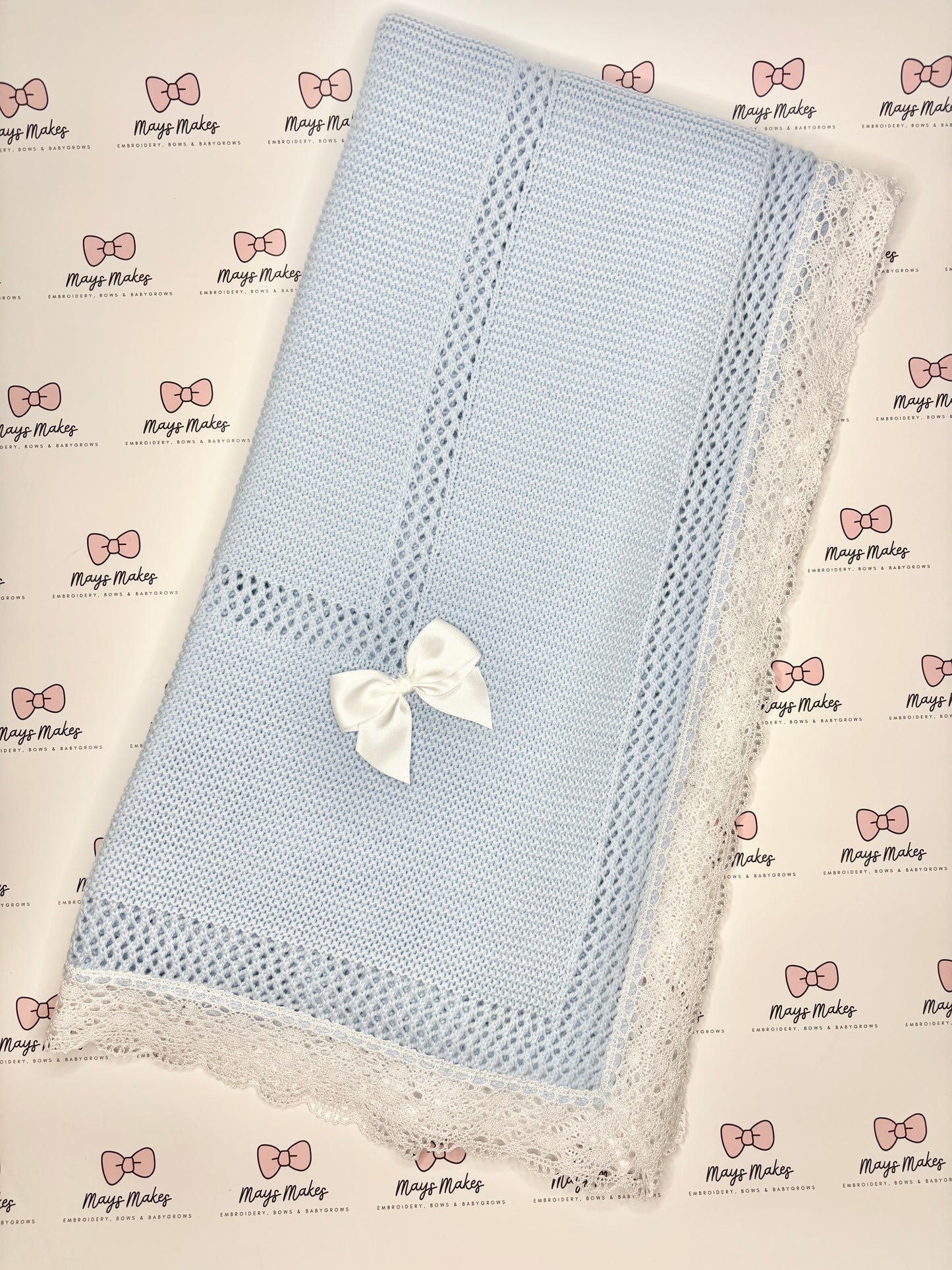 Embroidered Luxury Blanket ~ Blue