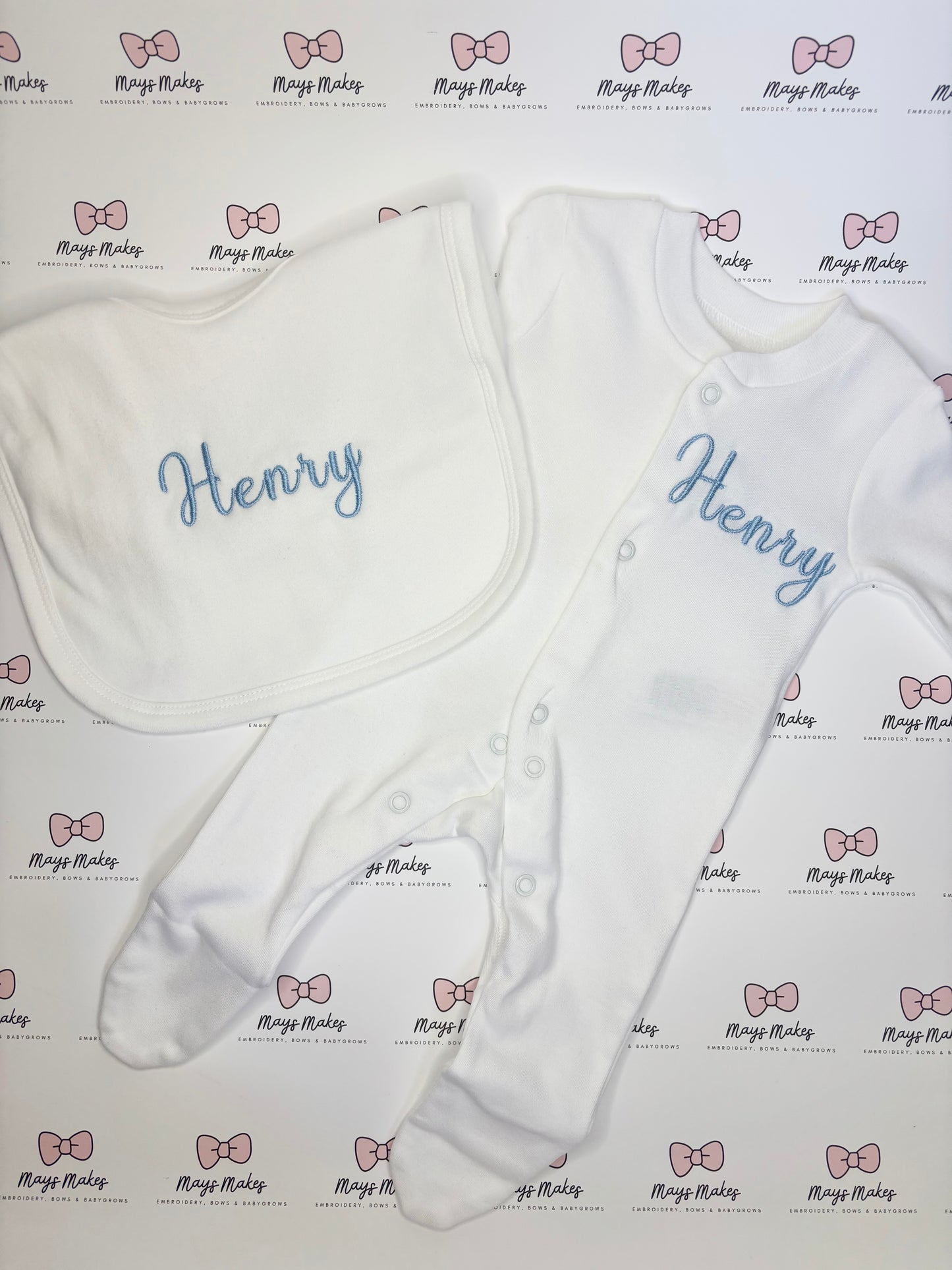 Embroidered Name Sleepsuit & Bib