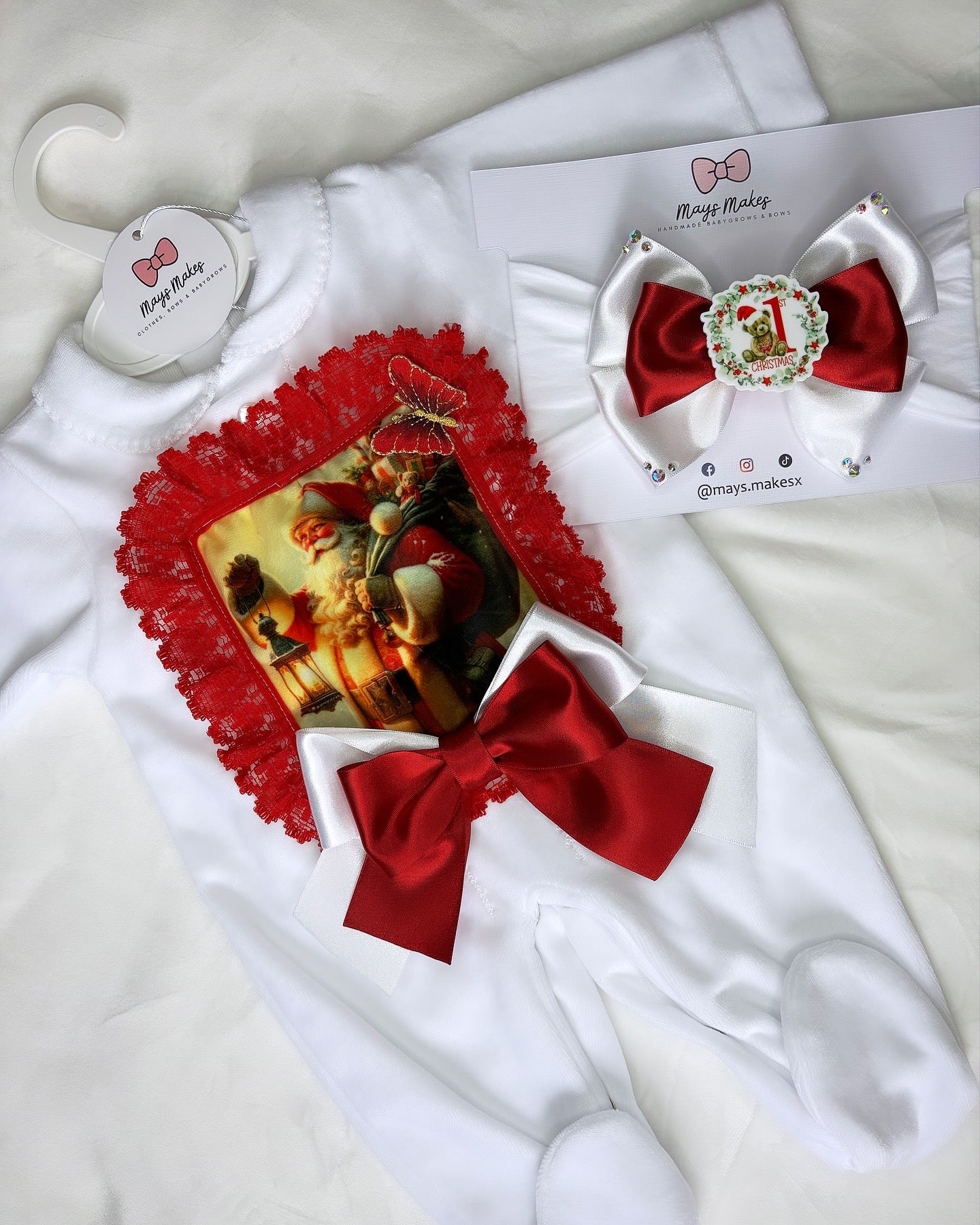 Christmas Velour Babygrow 0-3