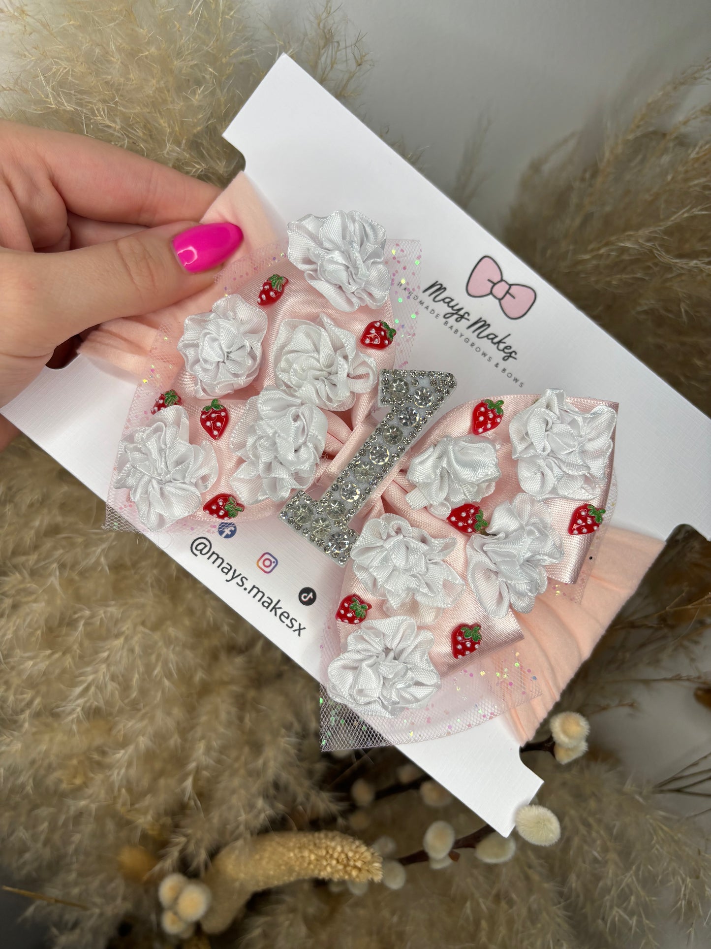 Strawberry Birthday Bow