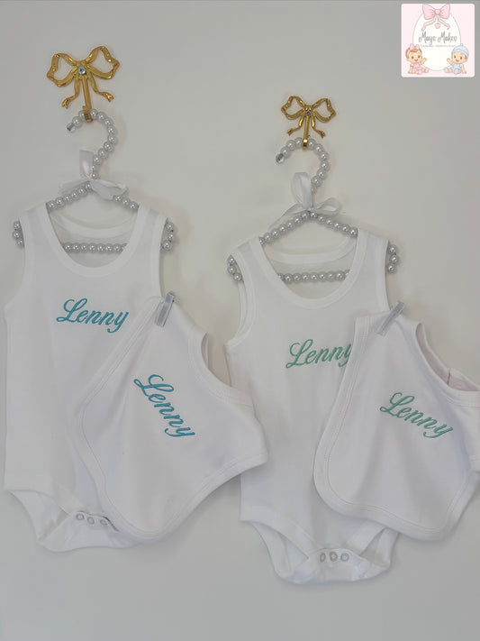 Embroidered Vest & Bib Set