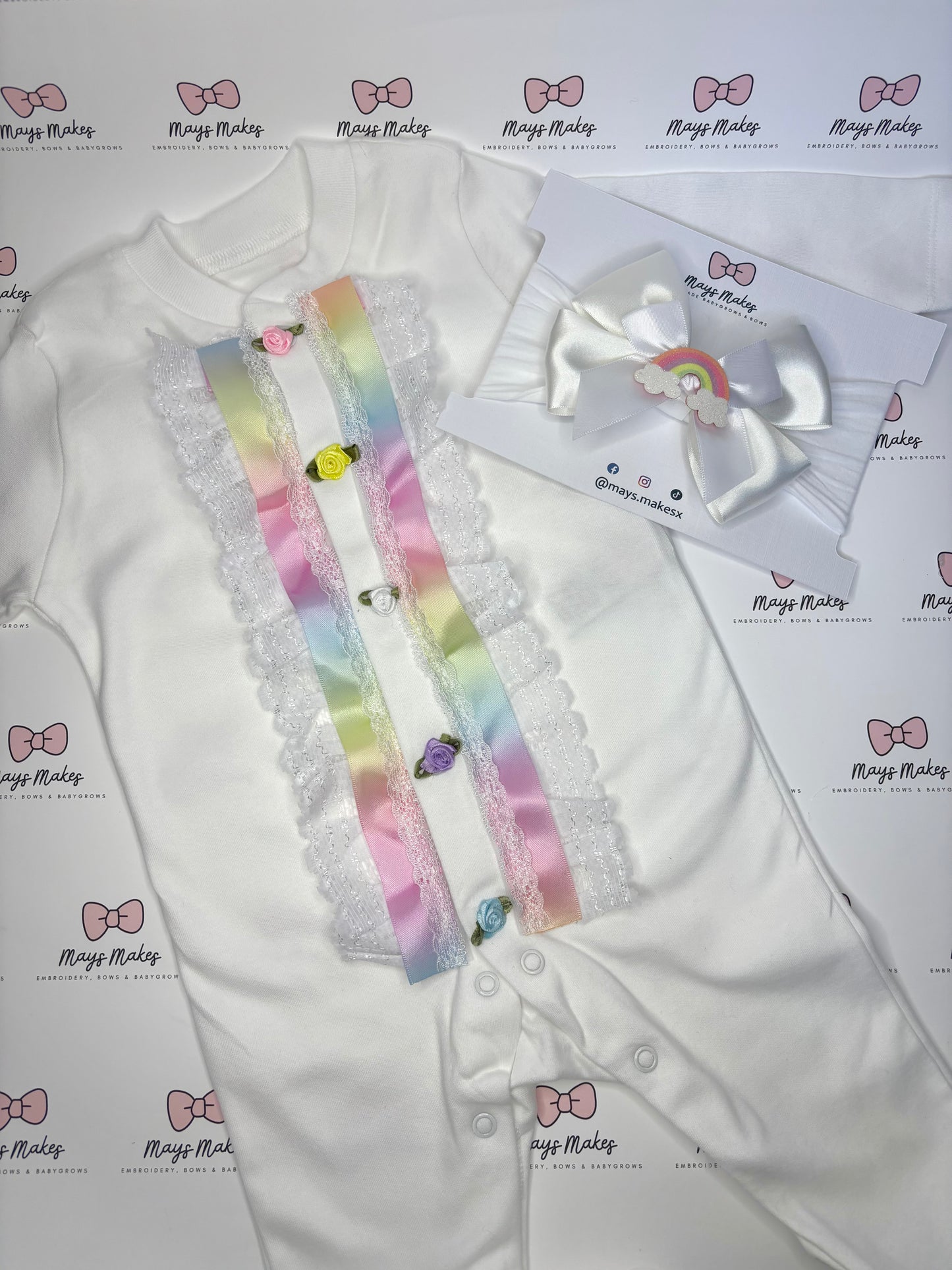 Rainbow Frilly Sleepsuit Set