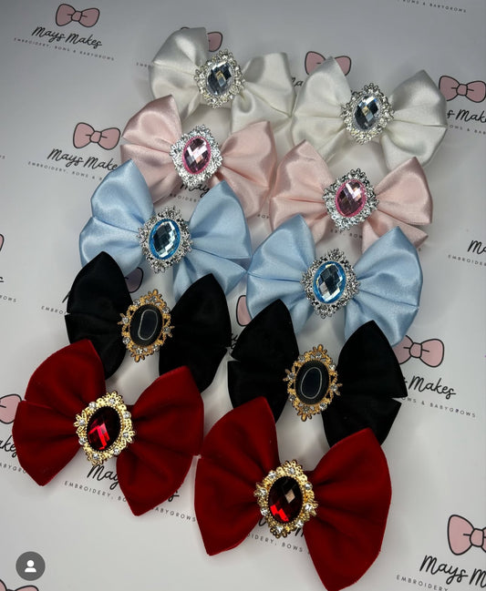 Gem Pigtail Clips 3” Wide