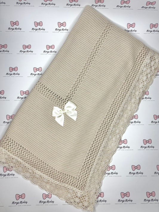 Embroidered Luxury Blanket ~ Beige