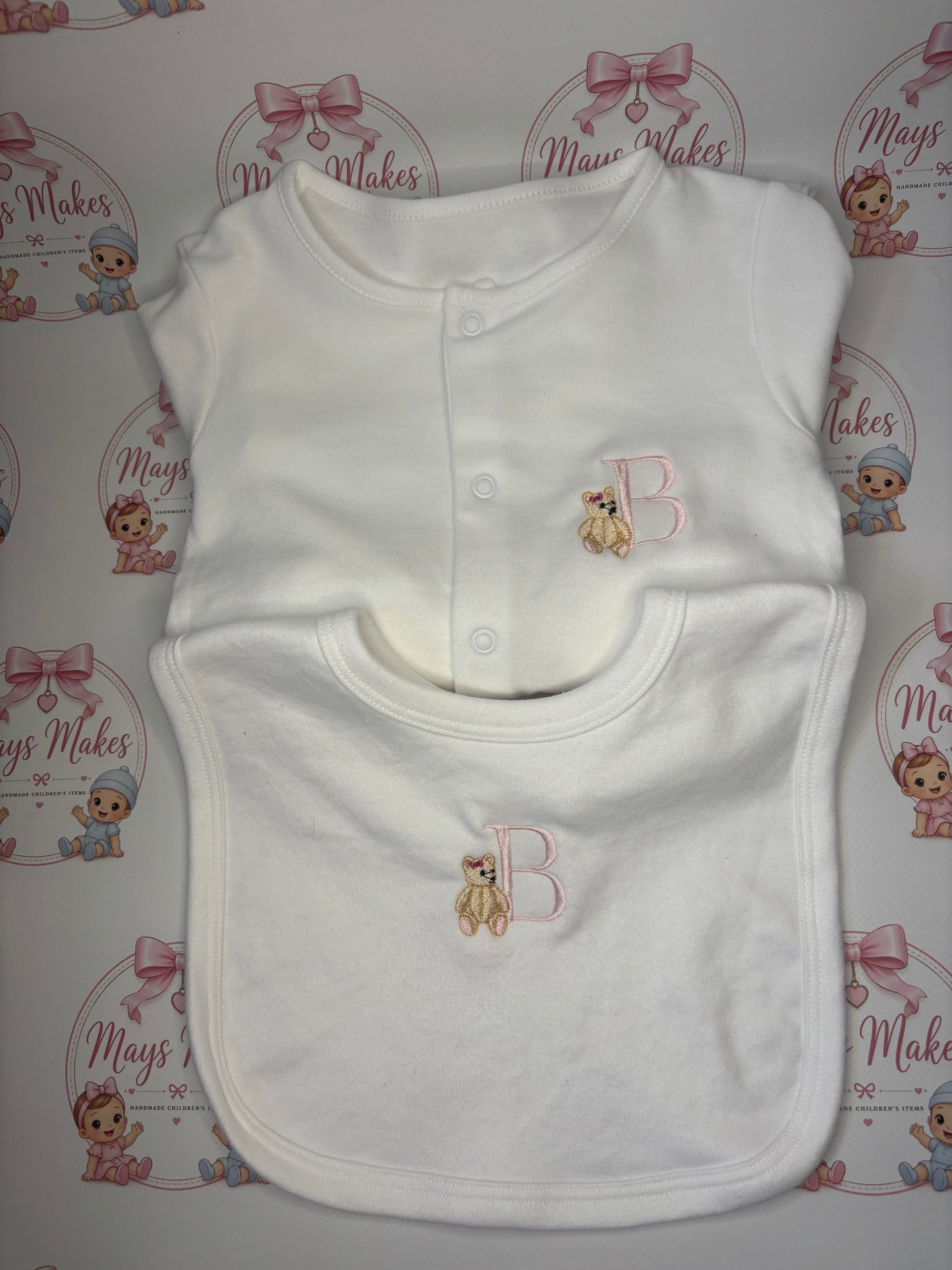 Bear Initial Sleepsuit & Bib