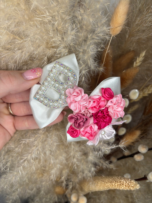 Initial Flower Bow - Clip