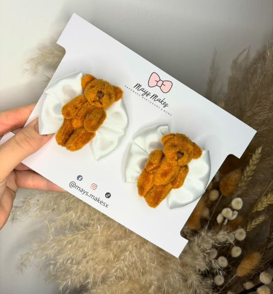 Teddy Bear Pigtail Clips